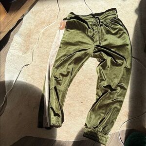 Zara Olive Green Velour Pants joggers NWT size small